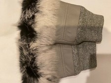 Womens Genuine Leather Fingerless Gloves With Faux Fur