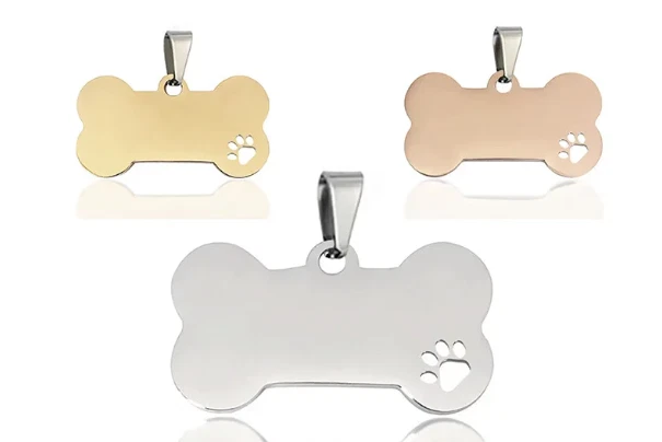 Stainless Steel Personalized Dog Pet tags Double Side Engraved ID Dog Cat Tag - Image 4 of 4