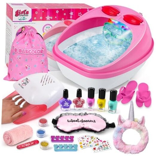 Kids Foot Spa & Nail Kit Set, Kids Spa Day Kit for Girls, Ma