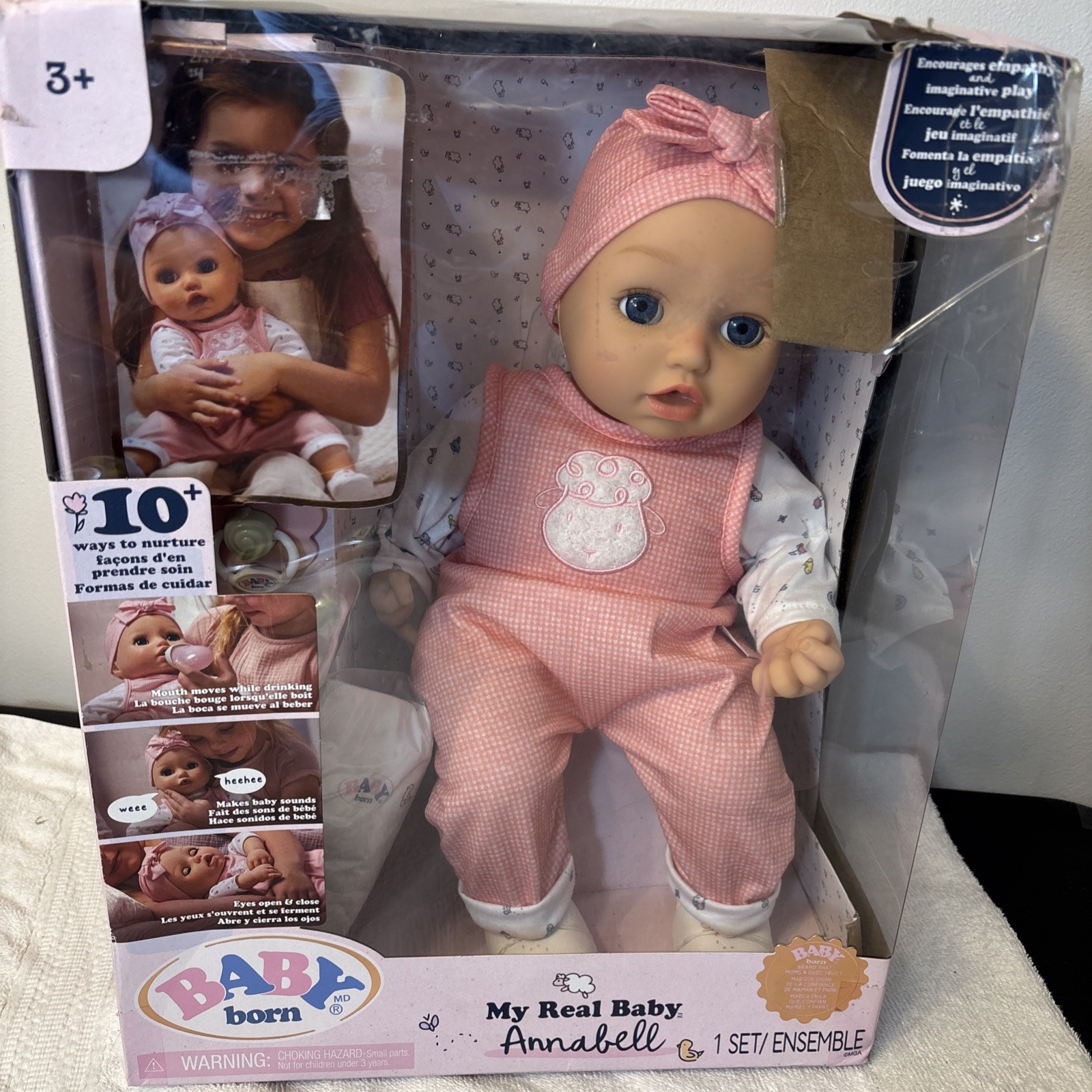 Baby Born My Real Baby Doll Annabell - Blue Eyes  New In Box - Damaged Box