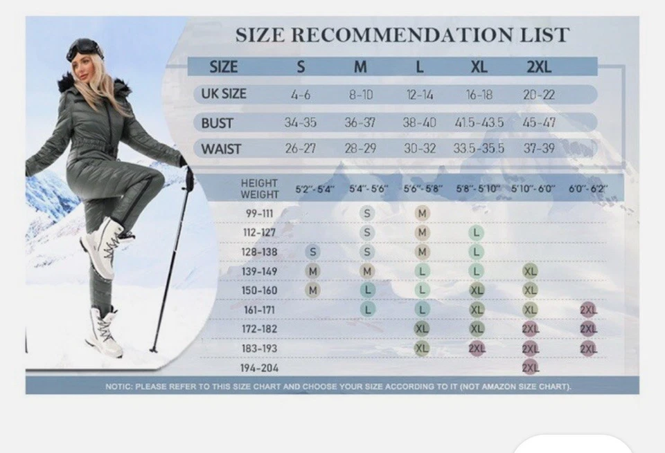 Traje de nieve impermeable negro para mujer con capucha de piel talla 2XL Foto 2 de 4