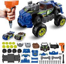 3-In-1 Building Car for Boys Ages 3 , Take Apart Car with Electric Drill, 43 Pcs