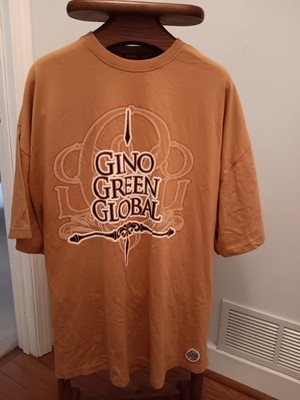 Gino Green Global 999 T-shirt Men Size 4XL Y2K Baggy Hip Hop Brown Urban  Tag