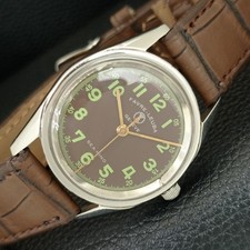 VINTAGE FAVRE LEUBA SEA KING HAND-WINDING SWISS MENS BROWN DIAL WATCH a708492-1
