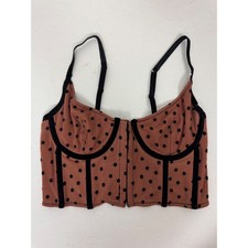 Out From Under Urban Outfitters Star Flocked Mesh Corset Bustier Top Rust Medium