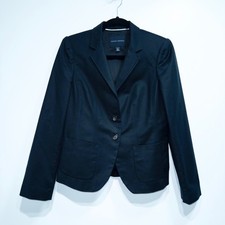 Banana Republic Black Double Button Cotton Blend Stretch Blazer Size 8