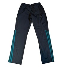 Adidas Clima365 Women  s S Track Pants Gray/Turquoise Stripes Zip Pockets/Legs