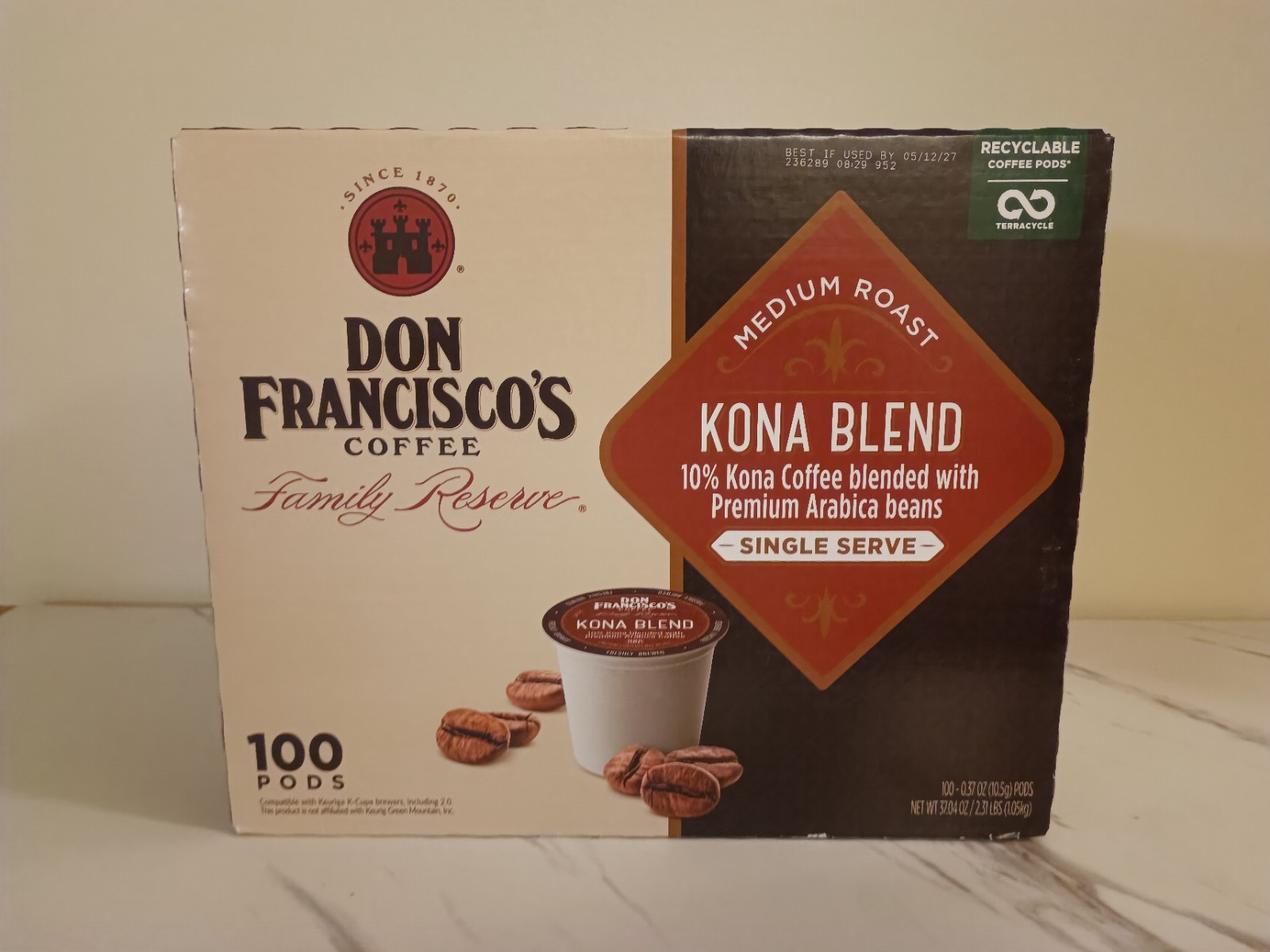 Don Francisco's Kona Blend Coffee Pods 100 Count &ndash; Medium Roast K-Cup Compatible