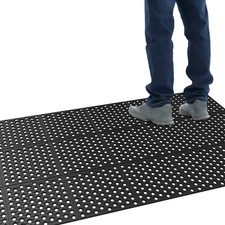 Rubber Floor Mat with Holes 3x7 FT Hollow Anti-Fatigue Non-Slip Drainage