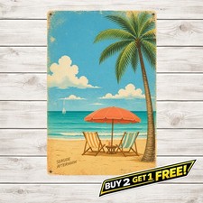 Funny Seaside Aluminum Sign Vintage Coastal Beach Wall Decor