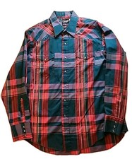 VTG Wrangler Cowboy Cut Shirt Men 17-35 X-Long Tails Pearl Snap