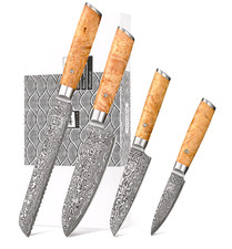 Zayiko 4er Damastmesser Set Küchenmesser Kochmesser Damaststahl