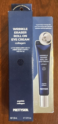 PRETTYSKIN EYE CREAM ROLL ON COLLAGEN Wrinkle Eraser 30ml 1oz  NEW Made In Korea