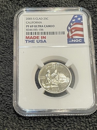 2005-S Proof State Quarter, California,  PF69 Ultra Cameo Clad, Patriotic Label - Picture 1 of 2