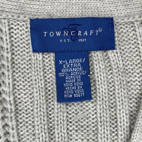 Towncraft Size XL Mens Vest Buttons Sleeveless Vintage Light Heather Cream - Picture 6 of 8