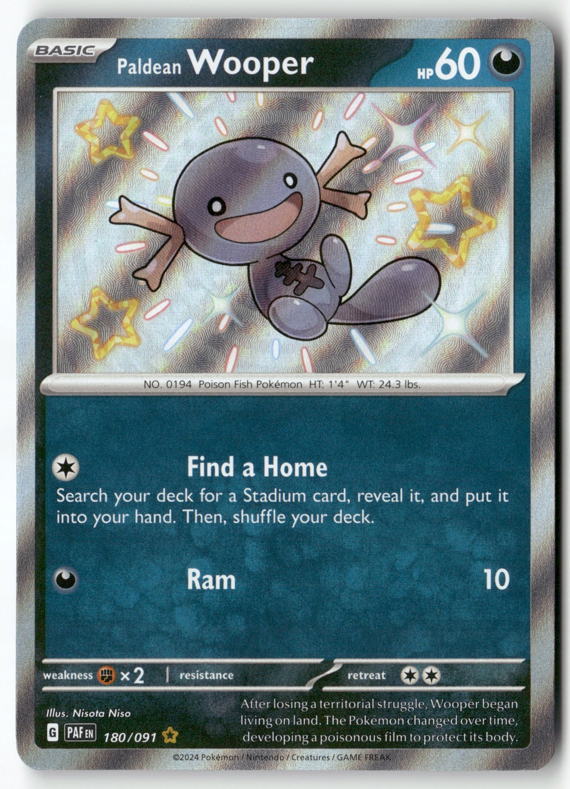 Paldean Wooper - Shiny Rare SV: Paldean Fates 180/091 NM