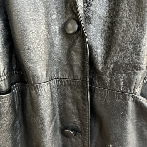 Gabardina larga vintage Silvercord de cuero genuino negro para mujer talla grande - Imagen 6 de 16