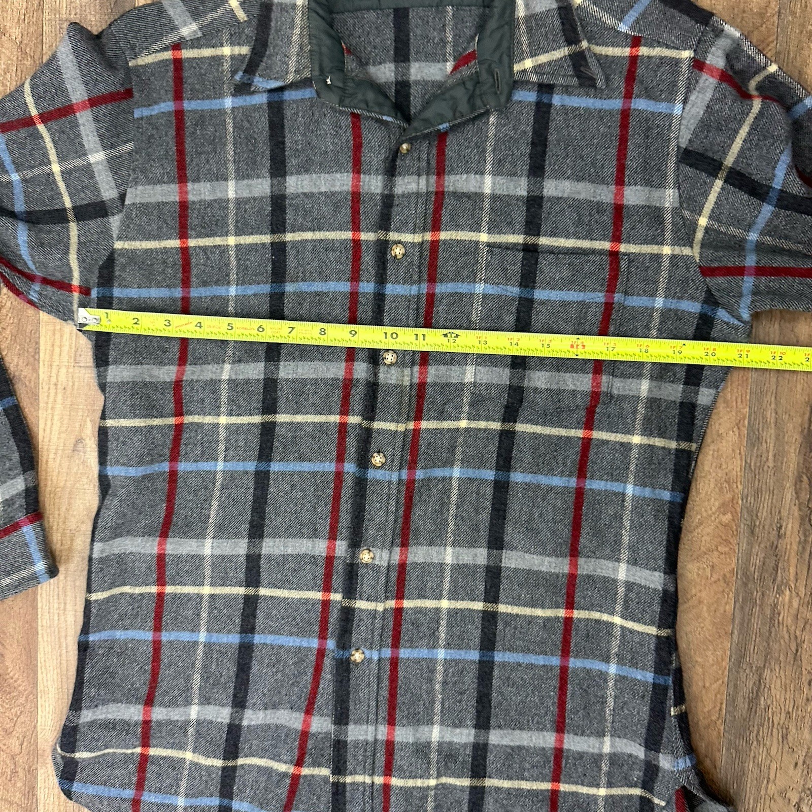 Pendleton Mens Large Gray Plaid Wool Button Down … - image 12