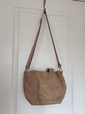 adidas Beige Solid Crossbody Bag Logo Zip Lined Inner Pockets Detachable Strap