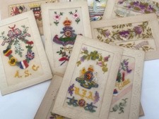 12 WW1 Silk Postcards Some Military RGA RFA & ASC