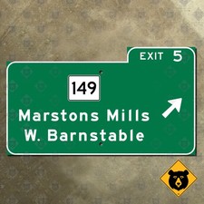 Massachusetts US 6 Mid-Cape Highway exit 4 road sign Barnstable Cape Cod 21x12