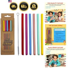 Replacement Silicone Straws for Kids, 6 Pack Reusable 6 Inch BPA Free Straws ...