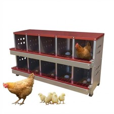 Metal Chicken Nesting Box 8 Compartment with Removable Tray Ventilation Holes