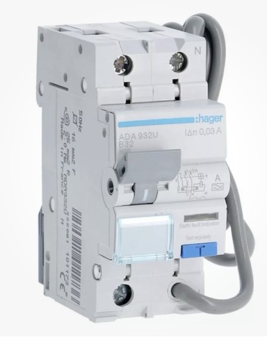 Hager ADA970URCBO 1P+N 30mA Type A C20 20A Double Pole RCD MCB - Picture 3 of 3