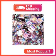 Smokey Amethyst Ab Transparent Tila Beads 7.2 Gram Tube By Miyuki Are a 2 Hole F