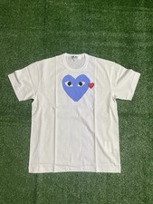 Comme Des Garcons CDG Play Blue Heart T-Shirt White 100 Cotton Medium 