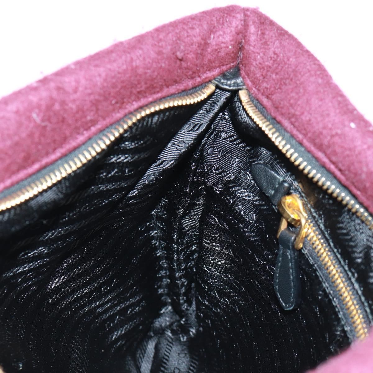 PRADA Clutch Bag Fur Bordeaux Gold Auth 168291V thumbnail 16