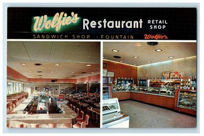 c1960's Wolfie's Restaurant Retail Sandwich & Fountain Shop Florida FL Postcard