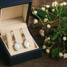 Opal Hook Earrings Minimalist Droplet Fire Crystal Jewelry Healing Stone Gifts