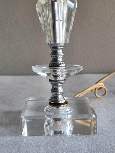 Vintage Mid-Century 50er Jahre geschliffenes gestapeltes Glas Akzent Tischlampe • funktioniert 9" - Bild 11 von 24