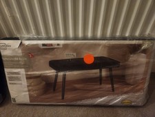 Livarno End of Bed Bench, Upholstered Hallway Bedroom with wood Legs, Black