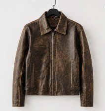 Mens Distressed Brown Leather Jacket Vintage ...