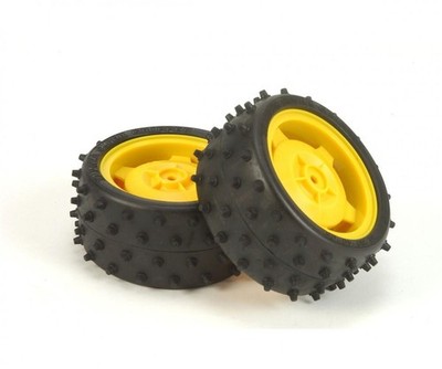 Reifen Felgen Paar gelb 9400239 Tamiya SPIKE für SUPER FIGHTER G