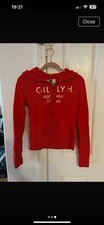 Gilly Hicks Athletic Club Women's Full Zip Fleece Hoodie Red/White Logo S