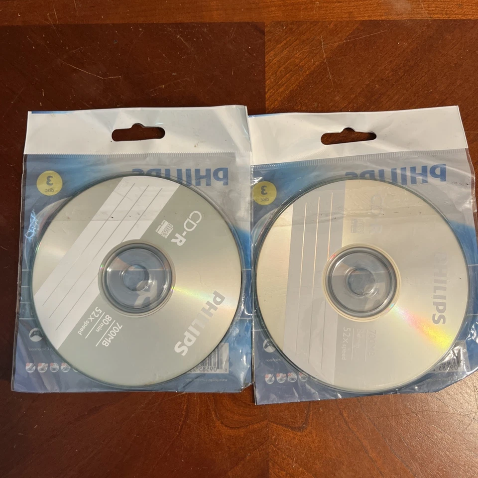 Phillips CD-R Blank Disc (2) 3-Packs 700MB 80Min 52x Speed Recordable Media NEW - Image 2 of 2
