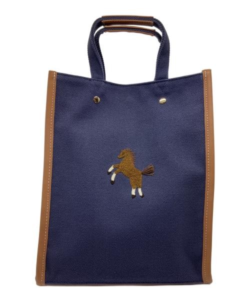SEVEN TEN by MIHO KAWAHITO Small embroidered tote bag navy