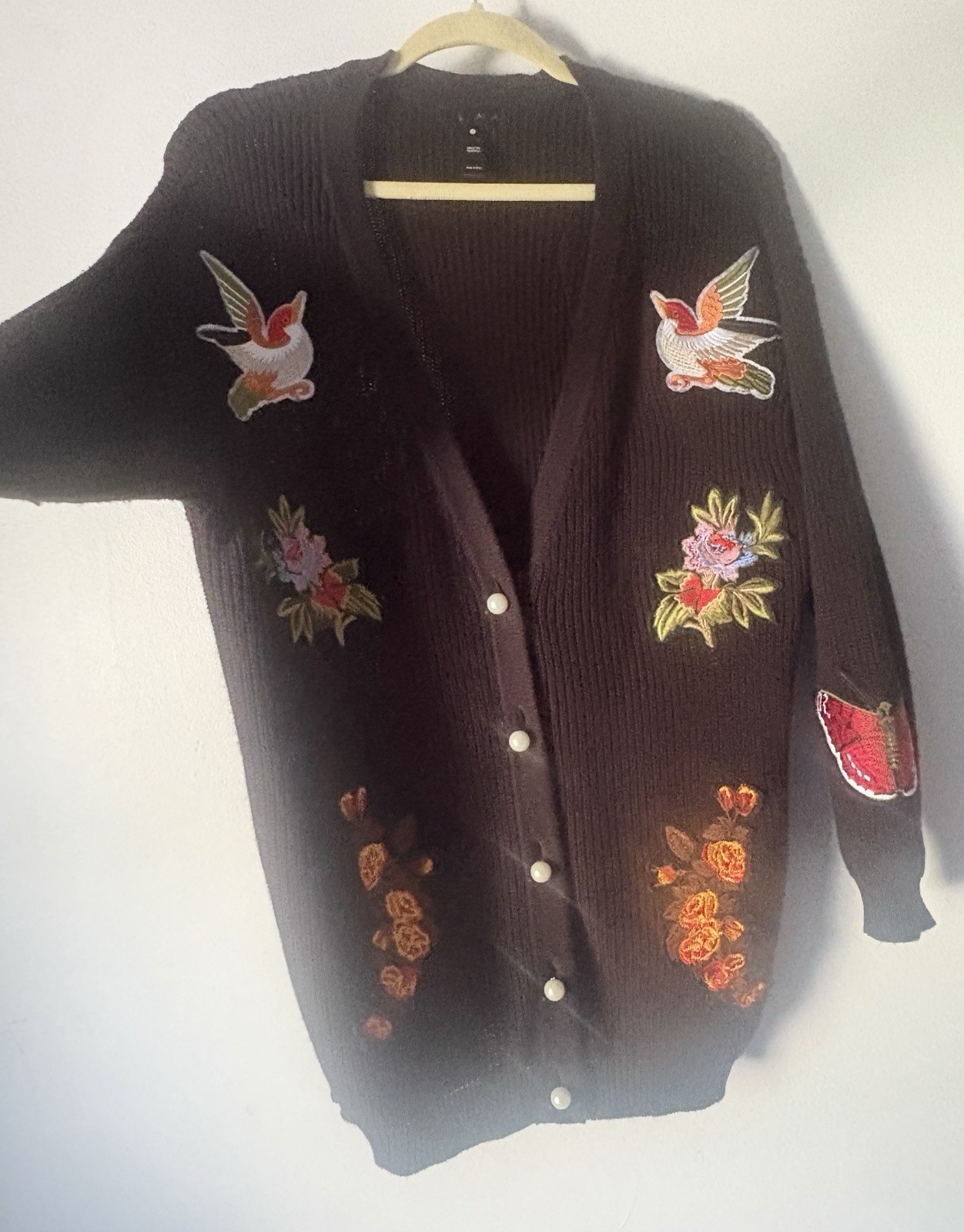 Bloomingdales AQUA Embroidered Patch Cardigan Swe… - image 16