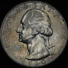 1960 Silver Washington Quarter - Toned - High Grade - Lustrous
