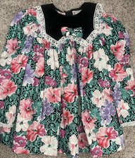 VTG RUTH of CAROLINA Toddler Multi Color Flower Print Lace Trim Dress Sz 4T
