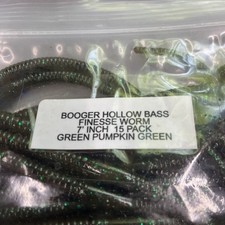 BOOGER HOLLOW BASS 7"  FINESSE WORM 15 PK GREEN PUMPKIN GREEN FAST SHIPPING