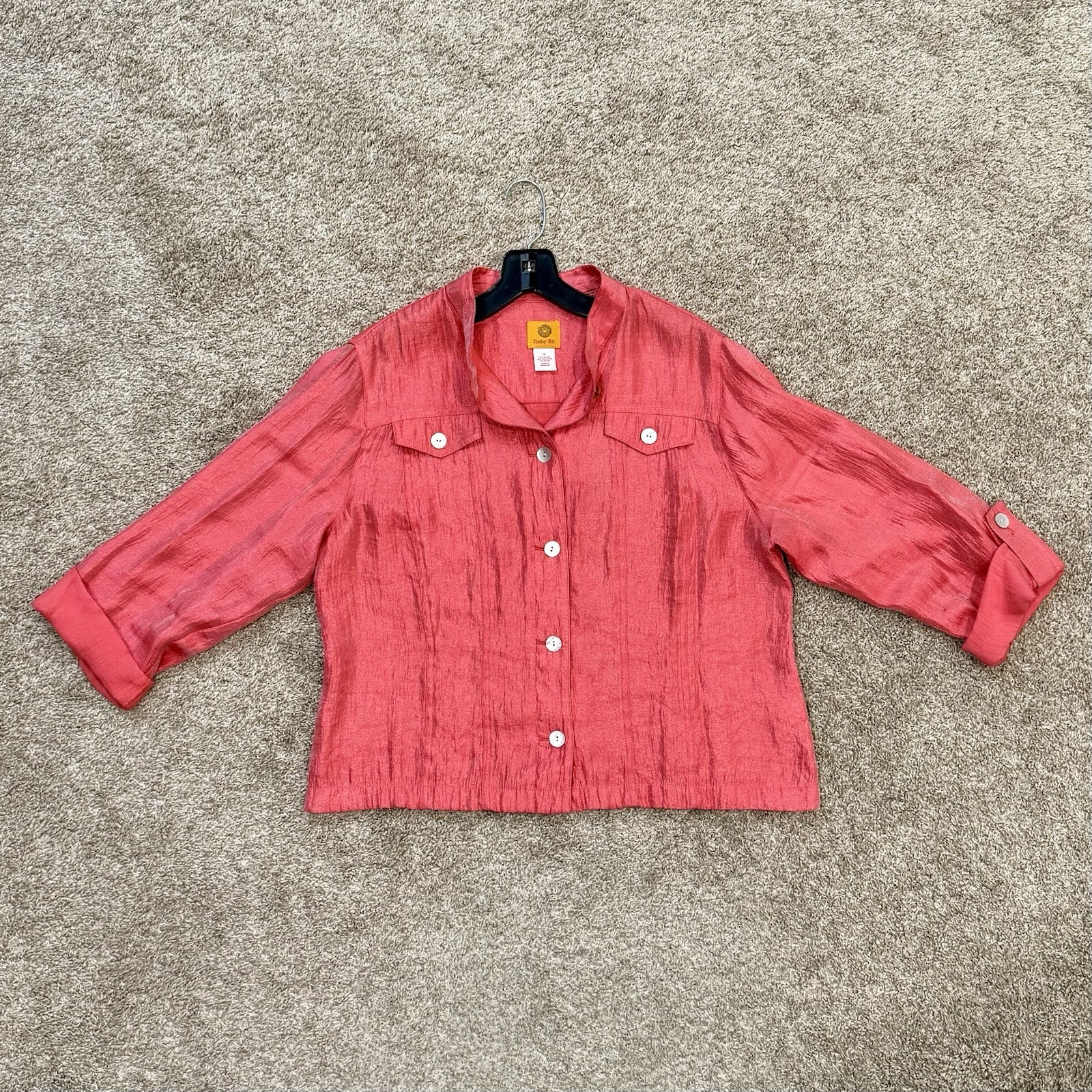 Ruby Rd Women’s Size 16 Top Jacket Button Coral S… - image 5