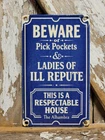 VINTAGE BROTHEL PORCELAIN SIGN RARE OLD ALHAMBRA HOTEL GENTELMANS STRIP CLUB 10"