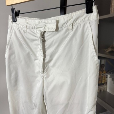 PRADA Nylon White Lined Straight Leg Trouser 38 Lightweight Snow