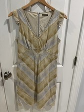 J. Crew Cream Yellow Gold Silver Dress Zippered Back Lined Size 6