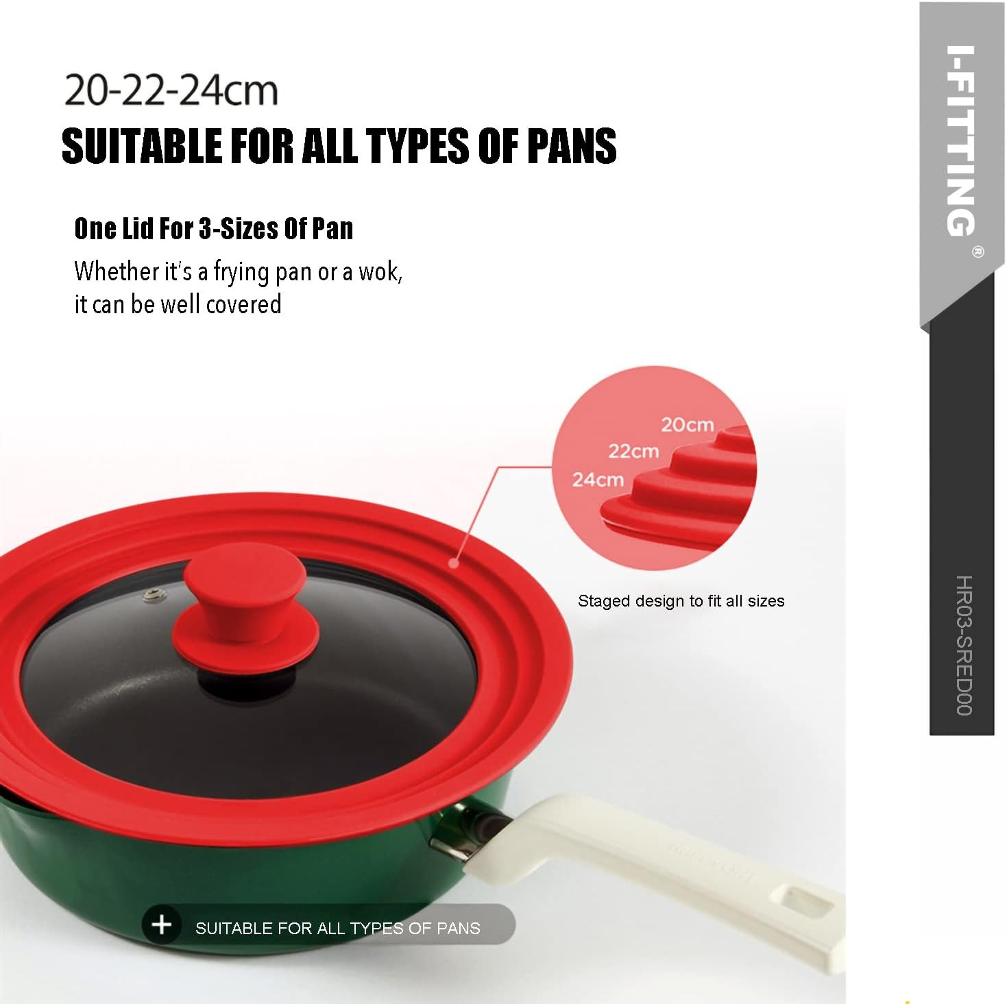 Universal Lid for Pot,Pan,Skillet Fits 8.5", 9.5,10 Cookware Silicon Lid Dishwas