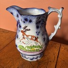 Epsom Cup Victorian Jug Blue Lustre Jagd Hirsch Hunde - Sunderland?